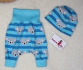 Newborn Baby Set - Pumphose & Mütze Jersey Türkise/Blau Koalabär Gr. 50-62